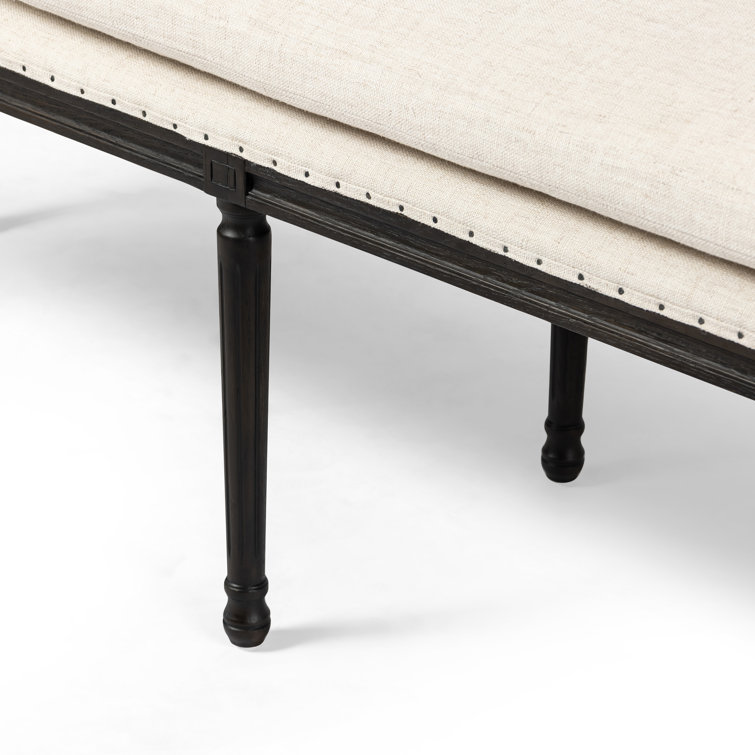 Lucille Cream Upholstered Dining Bench with Oak Legs