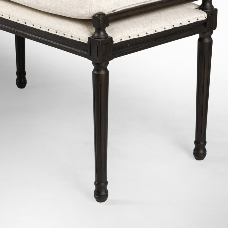 Lucille Cream Upholstered Dining Bench with Oak Legs