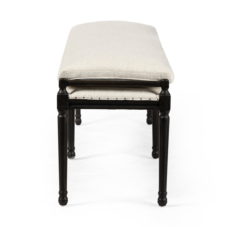 Lucille Cream Upholstered Dining Bench with Oak Legs