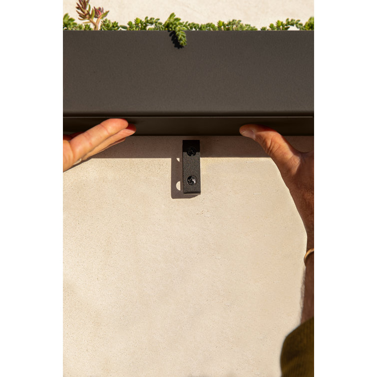 Modern Geo Black Plastic-Stone Composite Trough Hanging Planter 32"