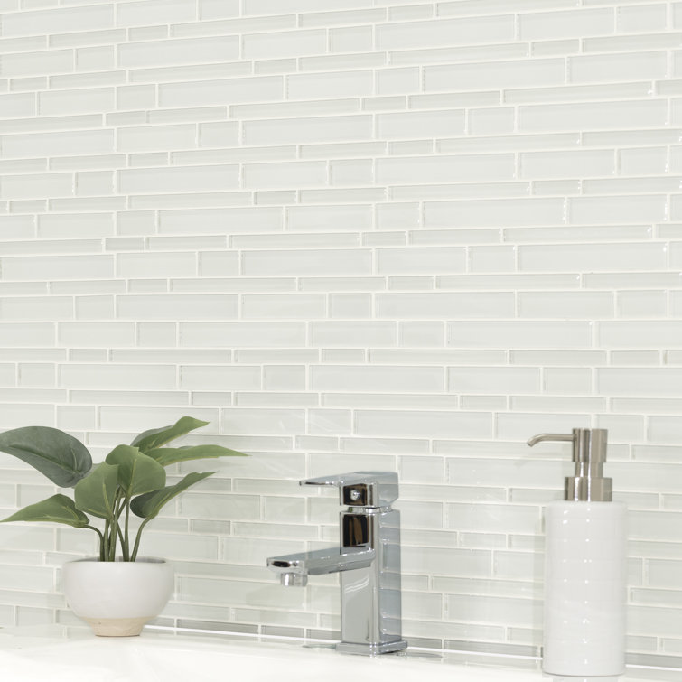 White Glass 12" x 12" Interlocking Mosaic Tile