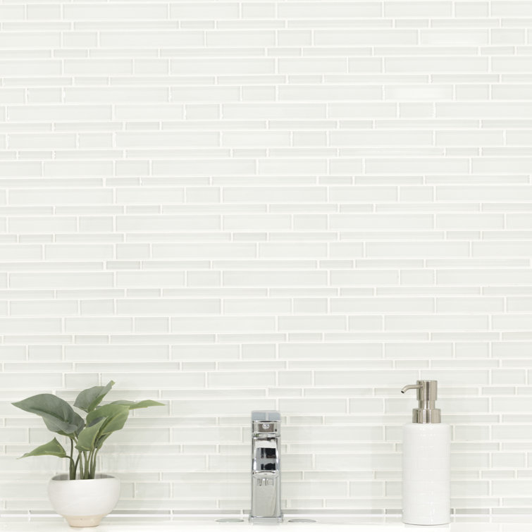 White Glass 12" x 12" Interlocking Mosaic Tile