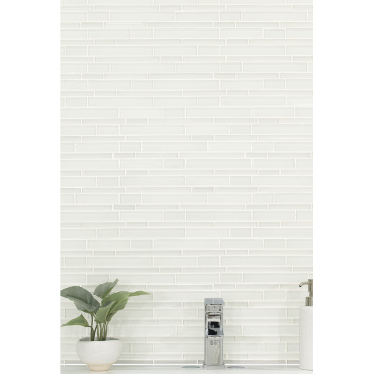 White Glass 12" x 12" Interlocking Mosaic Tile