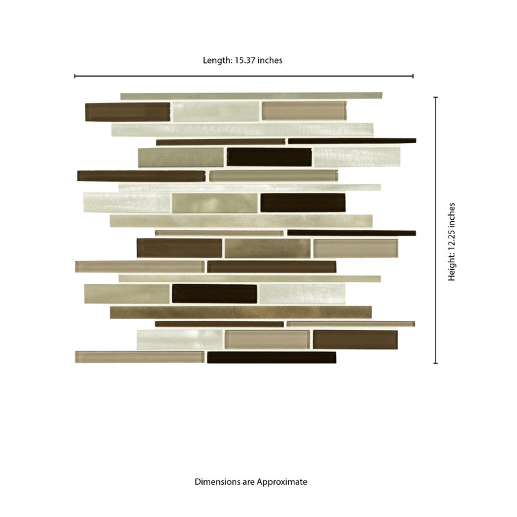 Beige and Brown Linear Mosaic Tile Sheet for Walls
