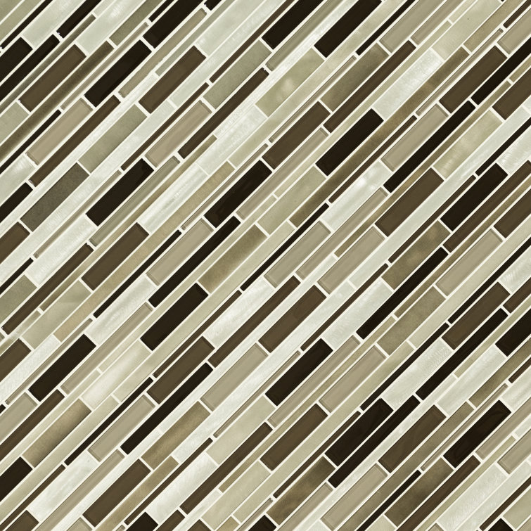 Beige and Brown Linear Mosaic Tile Sheet for Walls