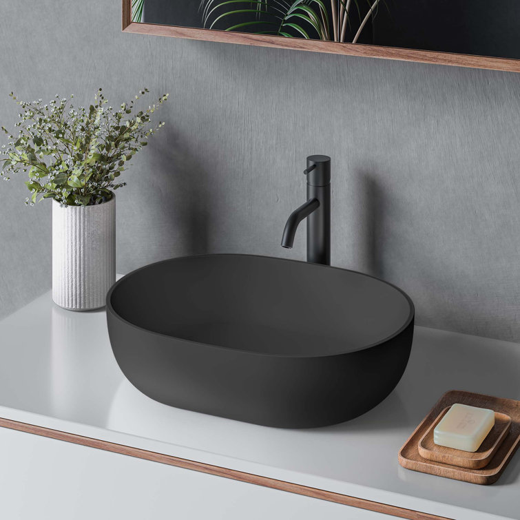 Matte Black 28" Stone Above-Counter Vessel Sink