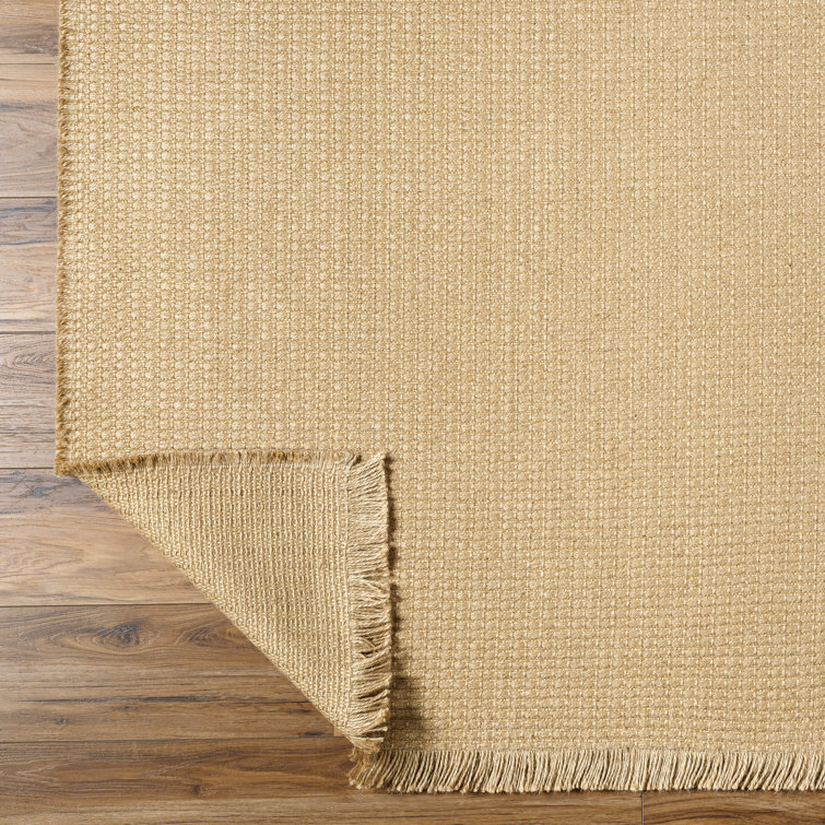 Natural Tan Jute and Polypropylene Runner Rug with Fringe