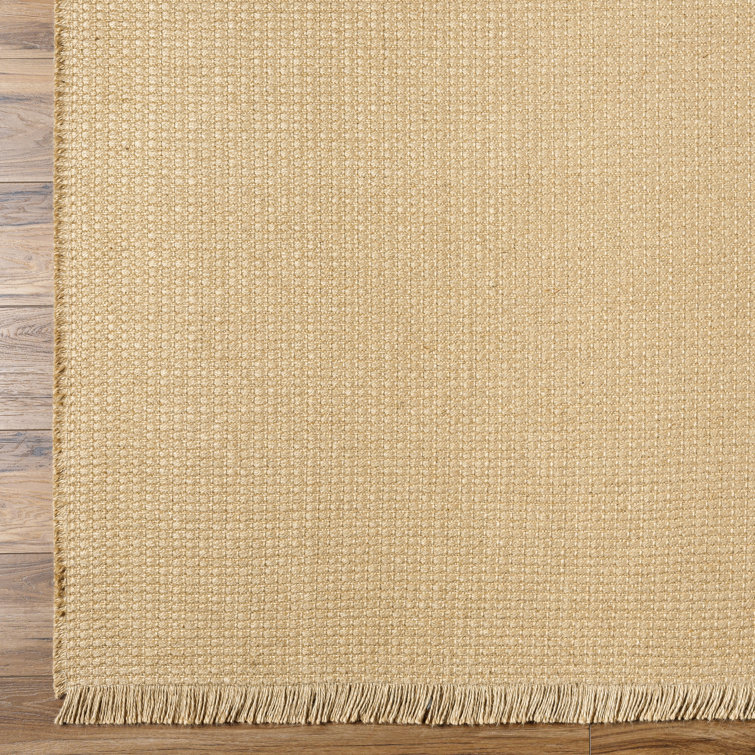 Natural Tan Jute and Polypropylene Runner Rug with Fringe