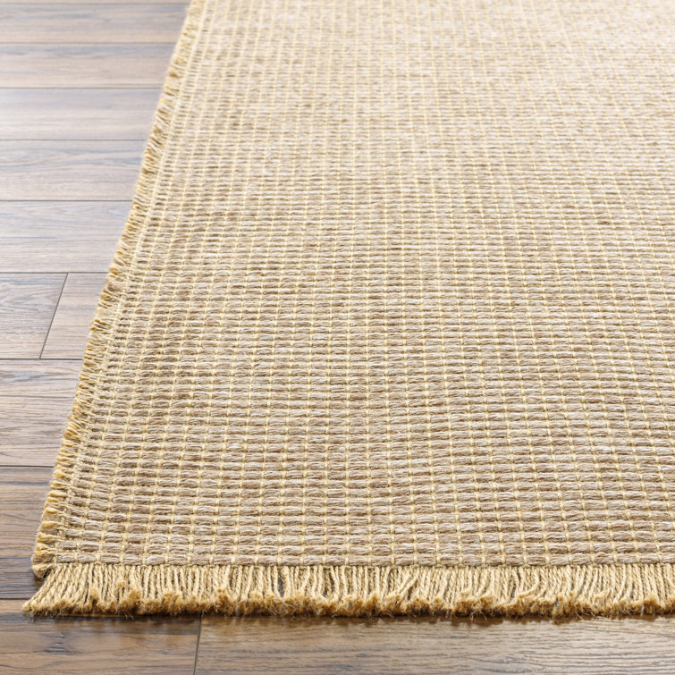 Kimi Light Brown Textured Polypropylene and Jute Runner Rug