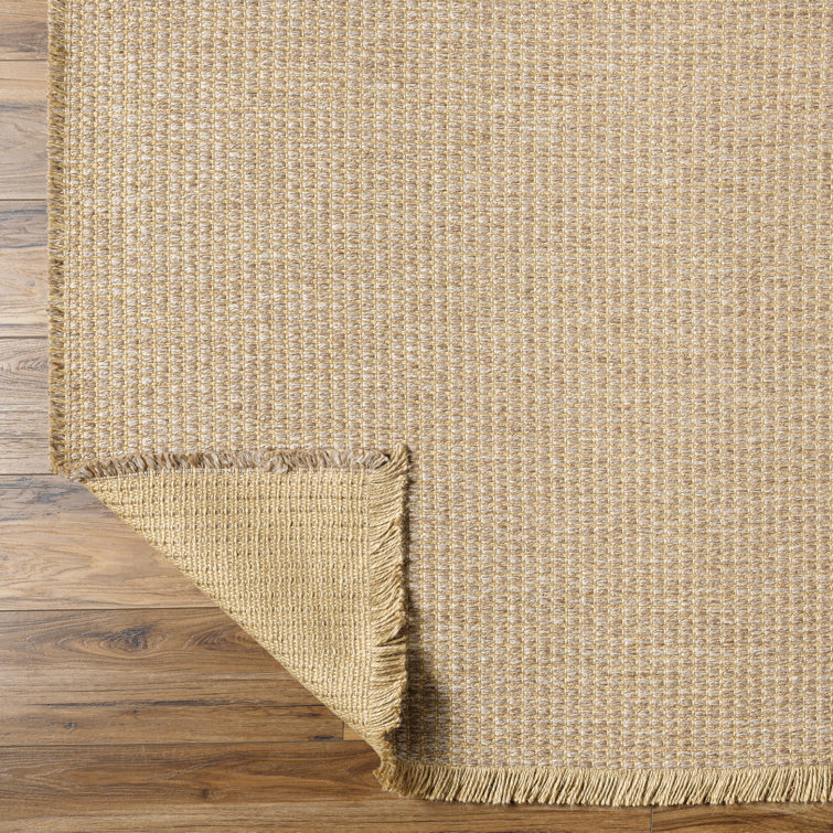 Kimi Light Brown Textured Polypropylene and Jute Runner Rug