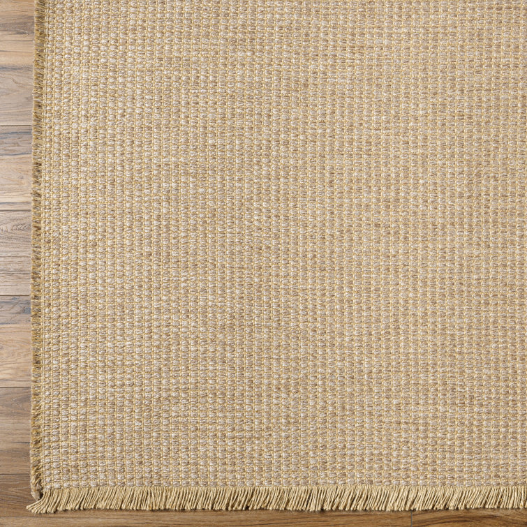 Kimi Light Brown Textured Polypropylene and Jute Runner Rug