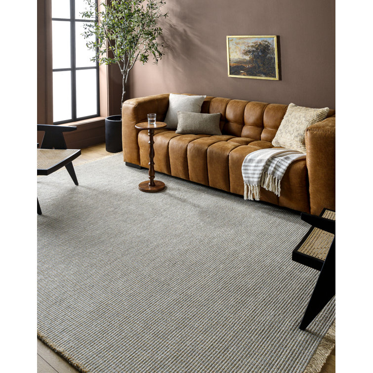 Gray and Natural Textured Rectangular 8' x 10' Area Rug