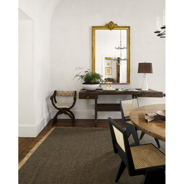 Kimi Black and Natural Flat Woven Rectangular Rug