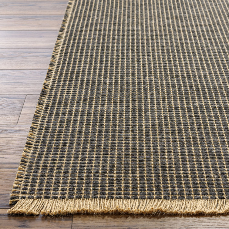 Kimi Black and Natural Flat Woven Rectangular Rug