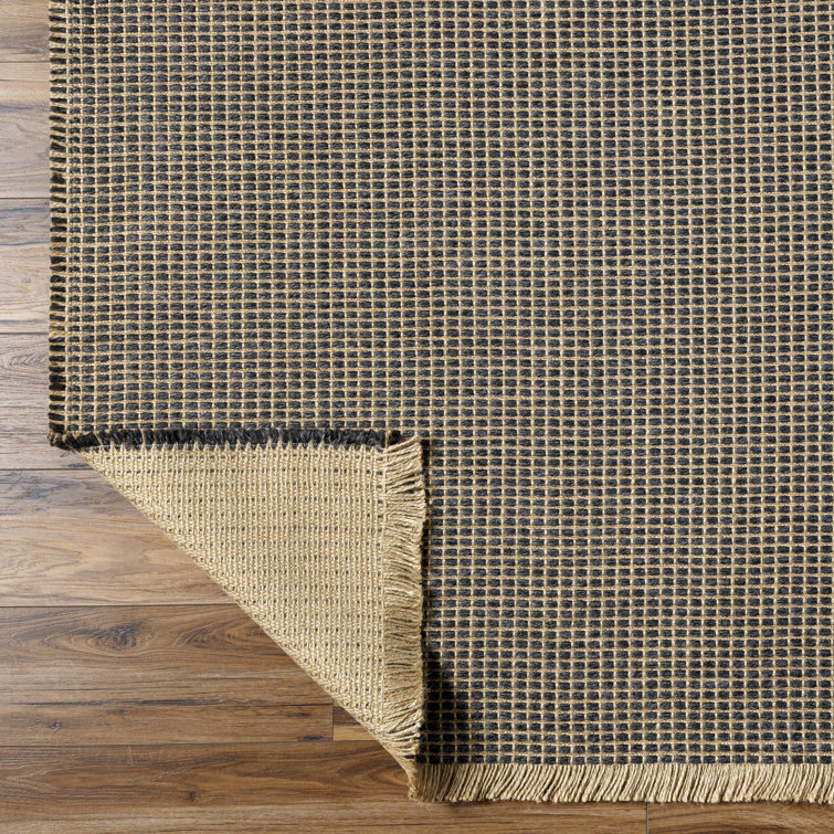 Kimi Black and Natural Flat Woven Rectangular Rug