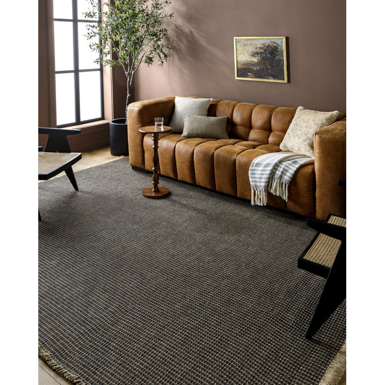 Kimi Black and Natural Flat Woven Rectangular Rug