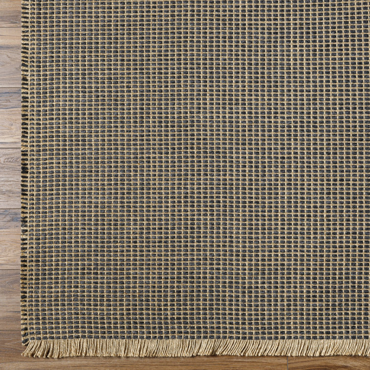 Kimi Black and Natural Flat Woven Rectangular Rug