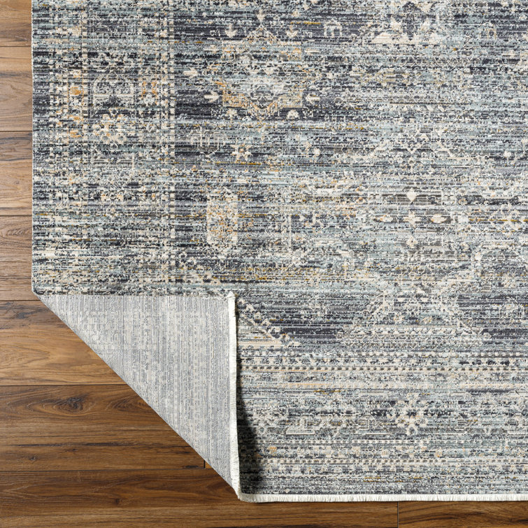 Elegant Gray Synthetic 9' x 13'1" Easy-Care Area Rug