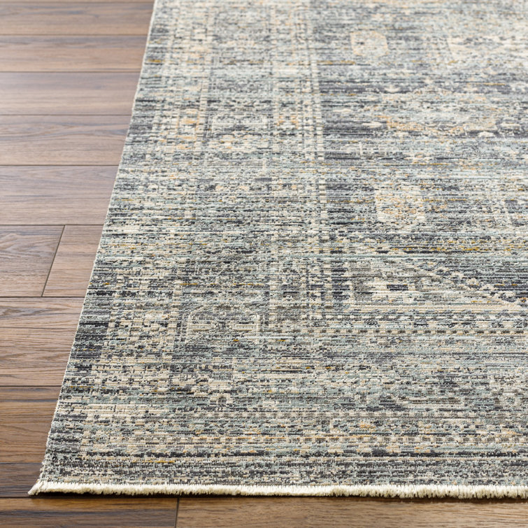 Elegant Gray Synthetic 9' x 13'1" Easy-Care Area Rug