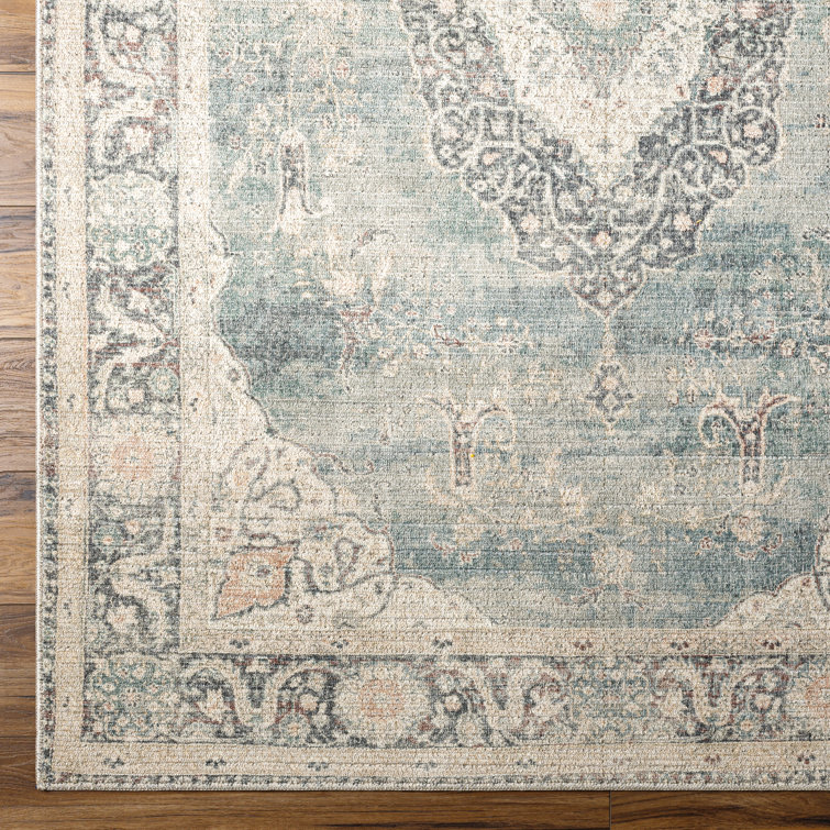 Marlene Vintage Blue and Cream Rectangular Area Rug
