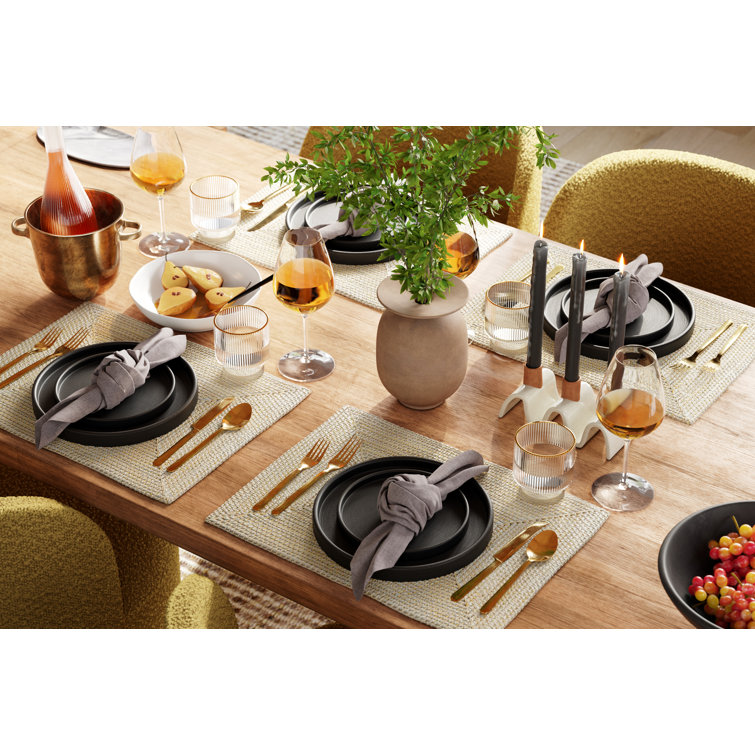 Matte Black Porcelain 16-Piece Outdoor Dinnerware Set