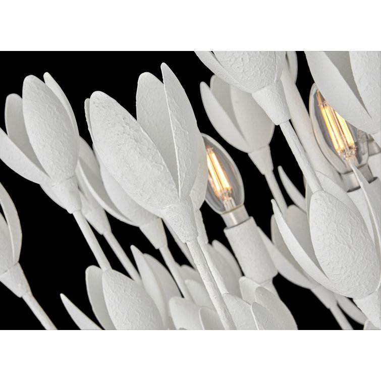White Textured Plaster LED Floral Island Chandelier