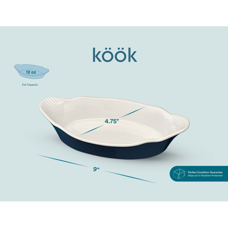 Navy Blue Ceramic Non-Stick Au Gratin Baking Dishes Set