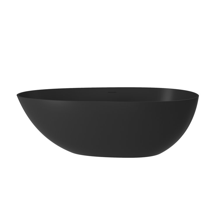 59'' Matte Black Solid Surface Freestanding Bathtub