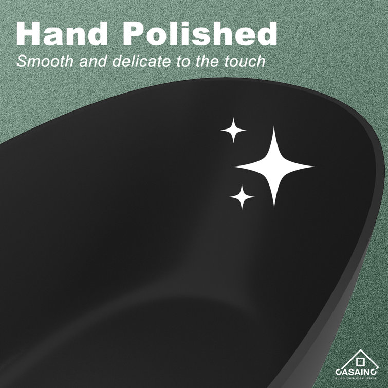 Matte Black 67'' Solid Surface Freestanding Soaking Bathtub