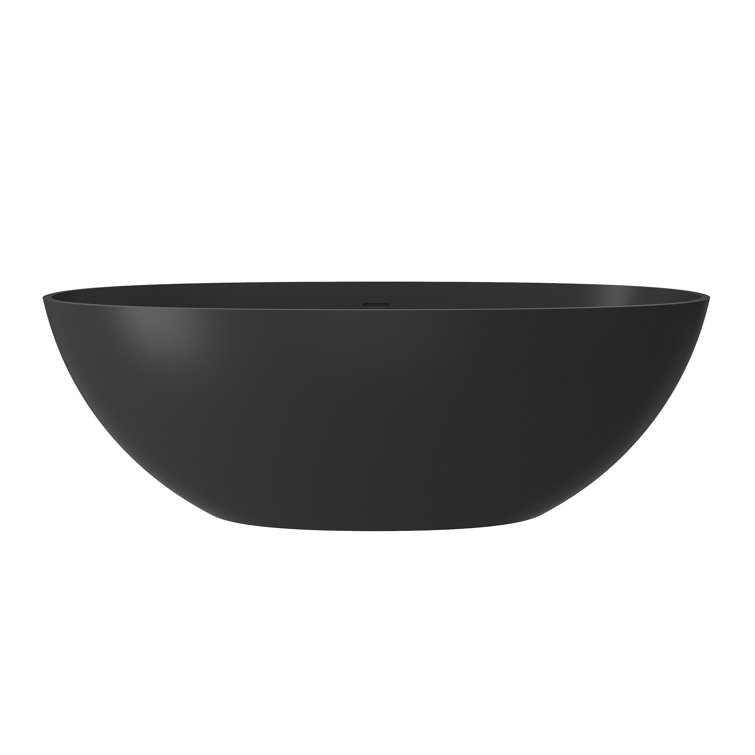 Matte Black 65'' Solid Surface Freestanding Soaking Bathtub