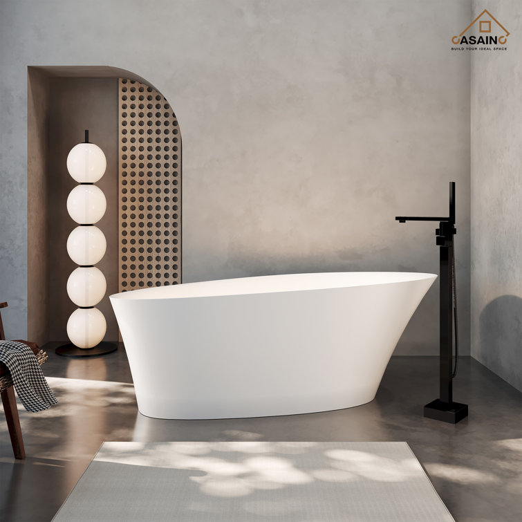 65'' Matte White Solid Surface Freestanding Bathtub