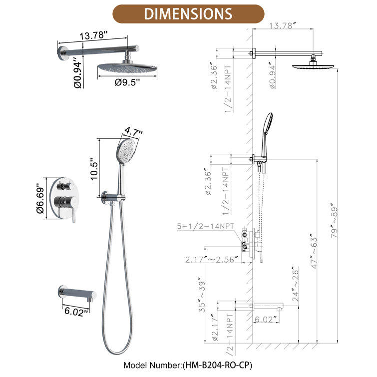 Chrome Multi-Head Rain Shower System with Handheld