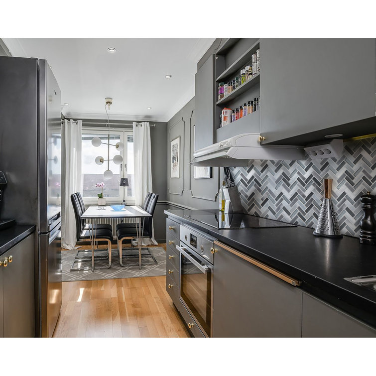 Gray Chevron Glass and Aluminum Mosaic Wall Tile