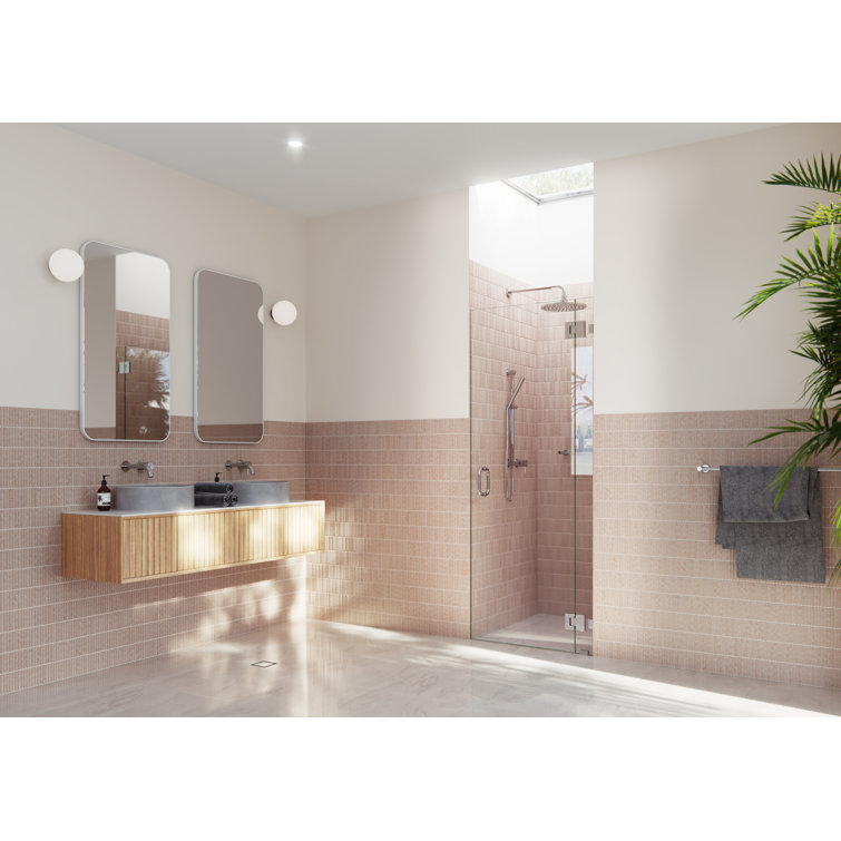 78" Frameless Clear Glass Shower Door with Polished Chrome Hinges