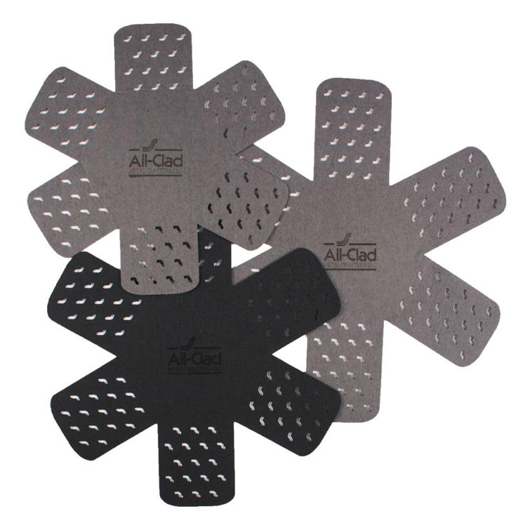 Black and Gray Silicone Cookware Protectors and Drying Mat Set