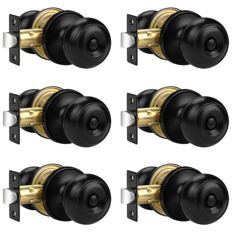 Black Stainless Steel Privacy Door Knobs Set of 6