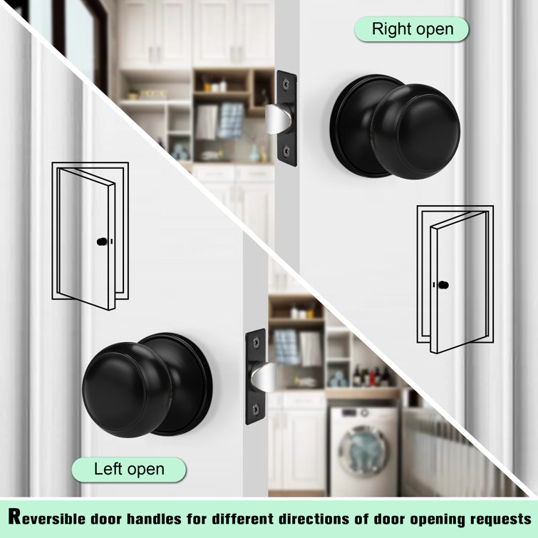 Black Round Passage Door Knob with Circle Rosette