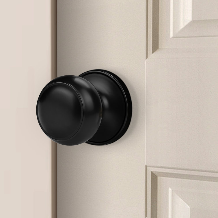 Black Round Passage Door Knob with Circle Rosette