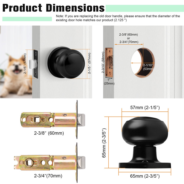 Black Round Passage Door Knob with Circle Rosette