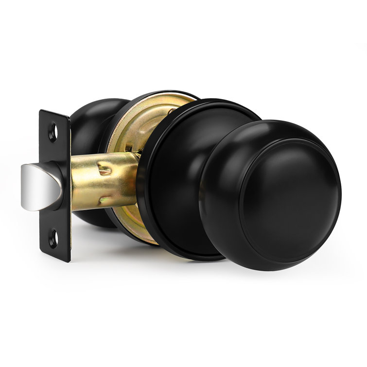 Black Round Passage Door Knob with Circle Rosette