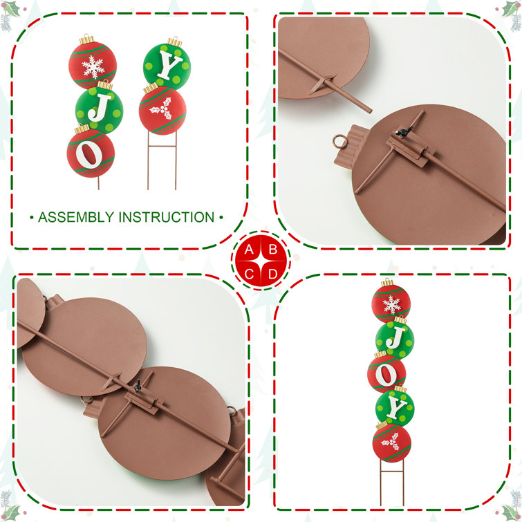 Colorful Iron Christmas Ornament Yard Stake Set