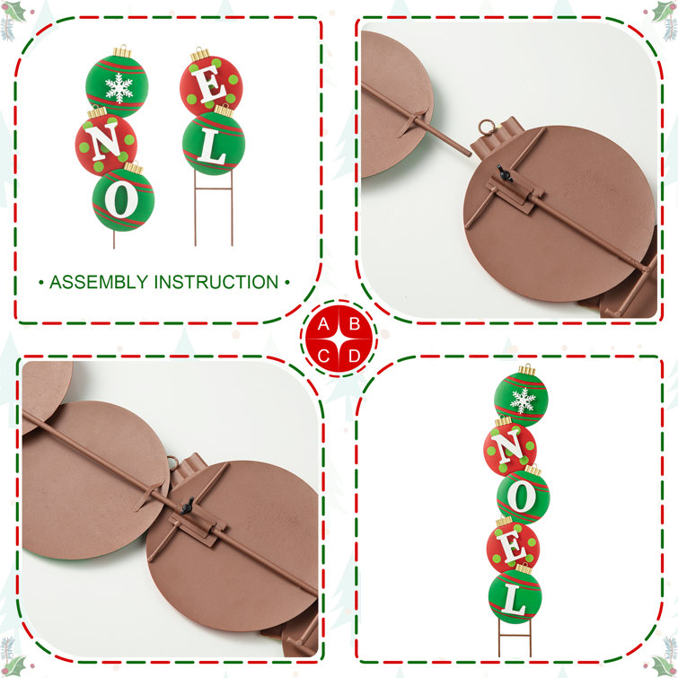 Colorful Iron Christmas Ornament Yard Stake Set