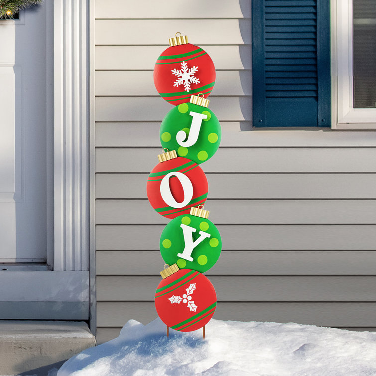 Colorful Iron Christmas Ornament Yard Stake Set