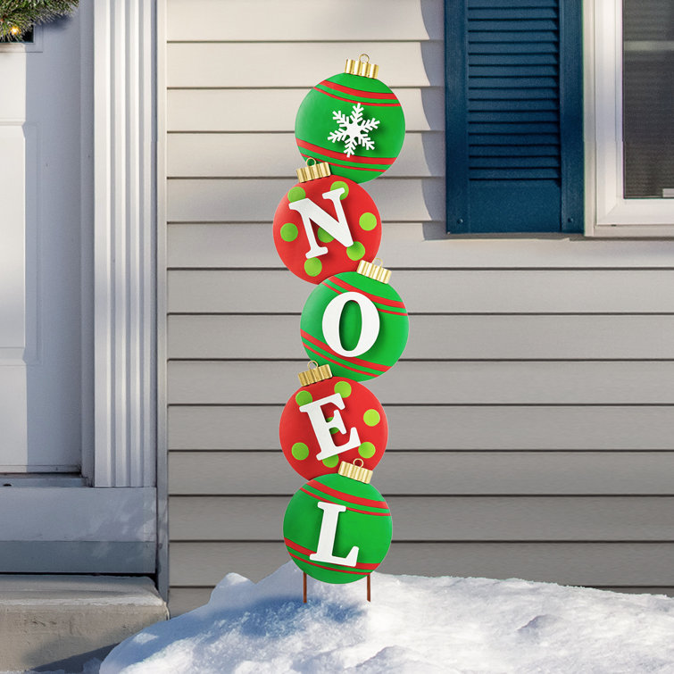 Colorful Iron Christmas Ornament Yard Stake Set