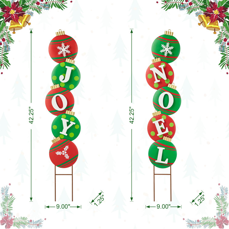 Colorful Iron Christmas Ornament Yard Stake Set