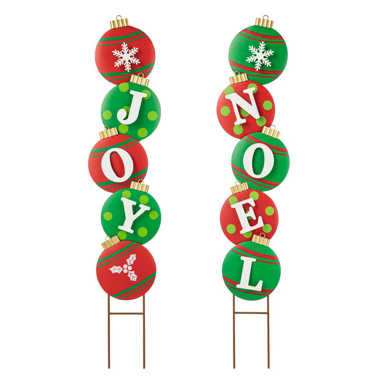 Colorful Iron Christmas Ornament Yard Stake Set