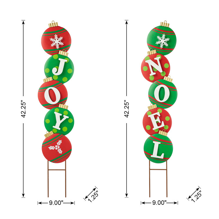 Colorful Iron Christmas Ornament Yard Stake Set