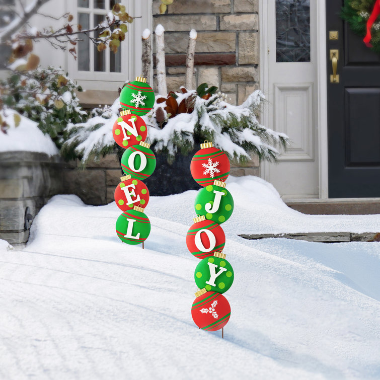 Colorful Iron Christmas Ornament Yard Stake Set