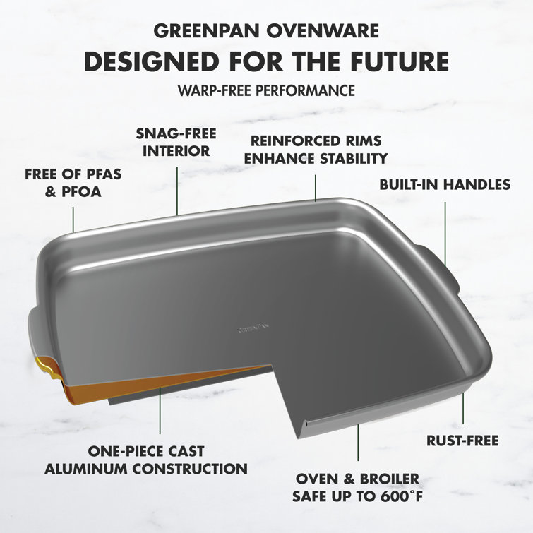 Gray Aluminum Nonstick Rectangular Baking Pan with Lid