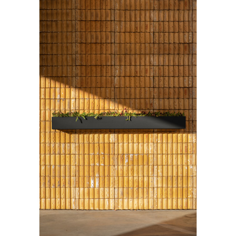 Modern Geo Black Plastic-Stone Composite Trough Hanging Planter 32"